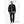 Man wearing a black Mobile Warming bomber jacket over a grey henley shirt and blue jeans