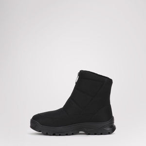 Pajar black quilted ankle boot with front zipper closure and thick rubber sole