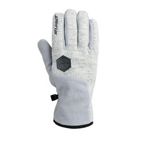 Seirus grey knit glove with fleece palm and hexagonal logo patch