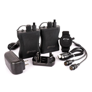 Venture Heat battery kit with two power packs, wall charger, charging dock, remote, and cables