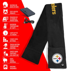 ActionHeat Pittsburgh Steelers heated scarf with power bank and feature list