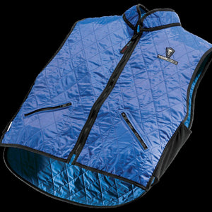 Techniche blue quilted cooling vest with front zipper and side pockets