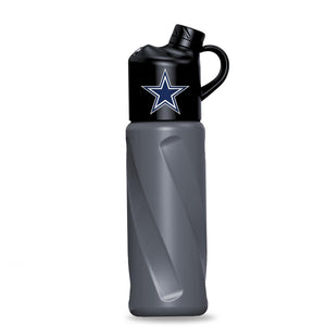 Dallas Cowboys grey water bottle with black lid and star logo