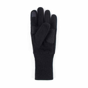 Black touchscreen compatible glove with textured grip palm