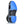 Winter Walking ice cleats with blue traction pads attached to the sole of a black boot