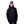 Man wearing a Helly Hansen navy ski jacket and a multi-colored knit beanie