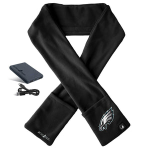 ActionHeat Philadelphia Eagles black fleece heated scarf with battery pack and charging cable