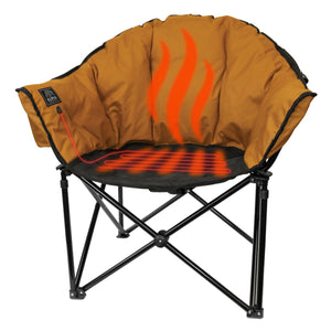 Kuma heated outdoor folding chair with orange fabric and black frame