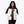 Woman wearing a white and black Mobile Warming heated puffer jacket