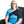 Woman wearing a black Polar Products shoulder brace over a blue shirt