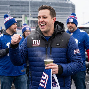 ActionHeat New York Giants 5V Men's Colorblock Puffer Battery Heated Jacket