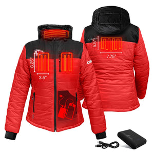 ActionHeat heated jacket showing heating element locations and battery pack