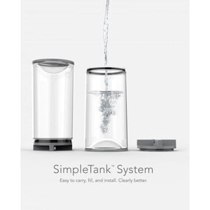 Vornado SimpleTank system showing two clear water tanks and a grey cap
