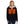 Woman wearing a black Venture Heat zip up hoodie with visible glowing heating elements on the chest
