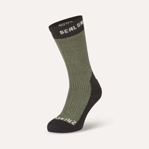 Sealskinz olive green and black mid calf crew sock