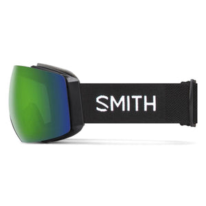 Smith Optics snow goggles with black frame and green reflective lens