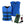 Gerbing blue heated vest with internal wiring diagram, hydration bladder, battery pack, and charger