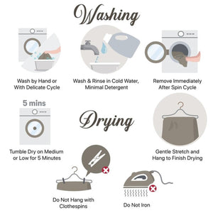 Infographic showing washing and drying instructions for delicate garments