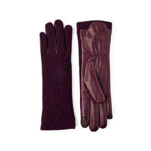 Hestra purple leather and knit gloves