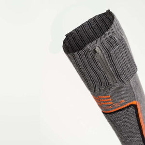 Mobile Warming grey heated sock with zipper battery pocket