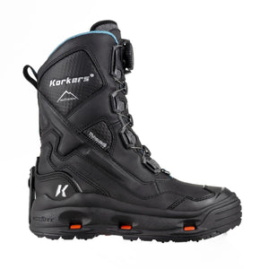 Korkers black waterproof insulated winter boot with dial lacing system