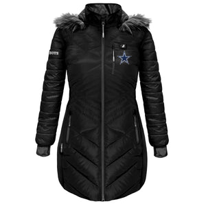 ActionHeat black Dallas Cowboys puffer coat with faux fur hood