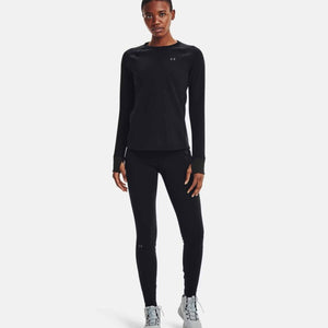 Under Armour black long sleeve crew neck shirt and matching leggings on a model