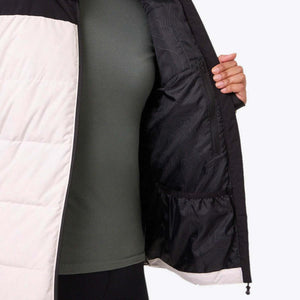 Interior view of Mobile Warming jacket showing lining and pocket