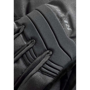 Close up of black REVIT motorcycle glove fabric with accordion stretch panels