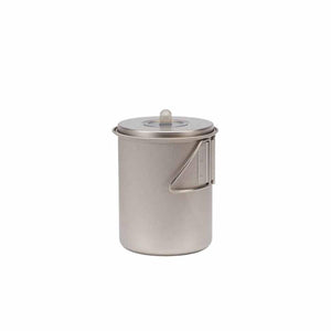 Snow Peak titanium camping mug with lid and folding handle