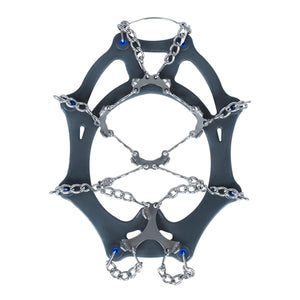 Snowline traction cleats with grey rubber frame and stainless steel chains