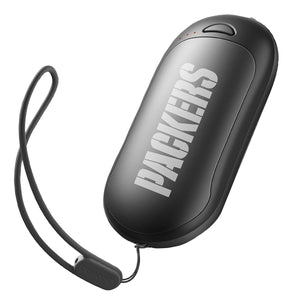 Black Green Bay Packers portable power bank with wrist strap
