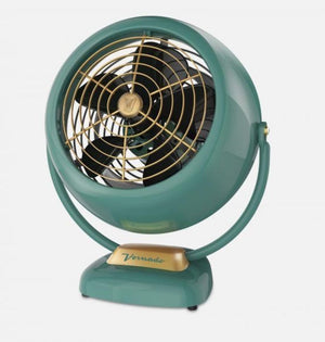Vornado green retro style desk fan with gold accents