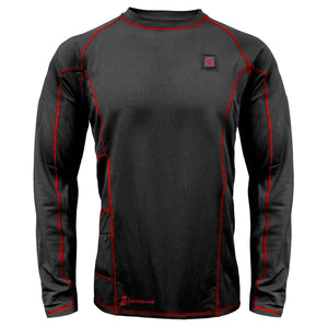 Gerbing black long sleeve heated base layer shirt with red contrast stitching