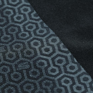CTR black fabric with a dark grey geometric hexagonal pattern