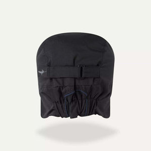 Back view of black Sealskinz waterproof cap with adjustable strap