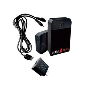 ActionHeat power bank with charging cable and wall adapter