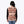 Back view of a Mobile Warming fleece vest with a brown and cream geometric pattern