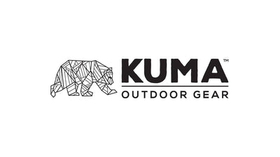 Logo for KUMA Outdoor Gear: A geometric line-art bear on the left, with 