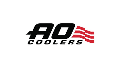 AO Coolers logo with large black italic 