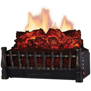 World Marketing electric fireplace log insert with glowing embers and flame effect