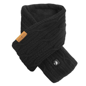 Black cable knit ActionHeat scarf with power button