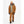 Person wearing a Marmot brown hooded ski jacket and matching pants with a beige beanie and black gloves