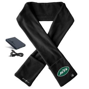 ActionHeat New York Jets black fleece heated scarf with battery pack and charging cable