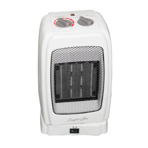 World Marketing Comfort Glow white portable ceramic space heater with top control knobs and black front grille