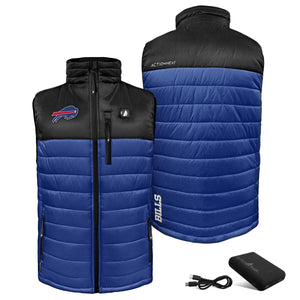 ActionHeat Buffalo Bills heated vest with battery pack and charging cable