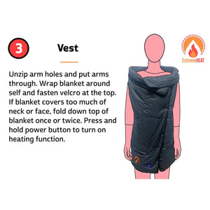 ExtremeMIST ExtremeHEAT blanket instructions for wearing as a vest