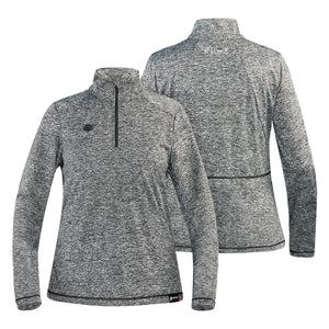 Venture Heat grey heather long sleeve quarter zip pullover showing front and back views