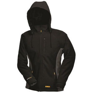 DeWalt black hooded softshell heated jacket with grey side panels