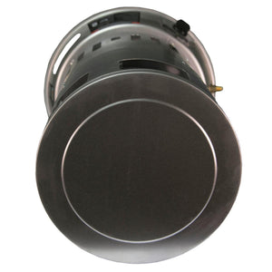 Top view of a cylindrical metal outdoor heater